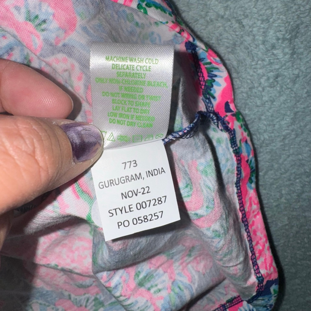 Lilly Pulitzer Lorina V-Neck Dress Oyster Bay Navy Shroom with View Sz Small NWT - Picture 9 of 12
